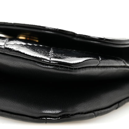 Chanel Crumpled Patent Lambskin Quilted Tassel Clutch With Chain Black 10 of 11