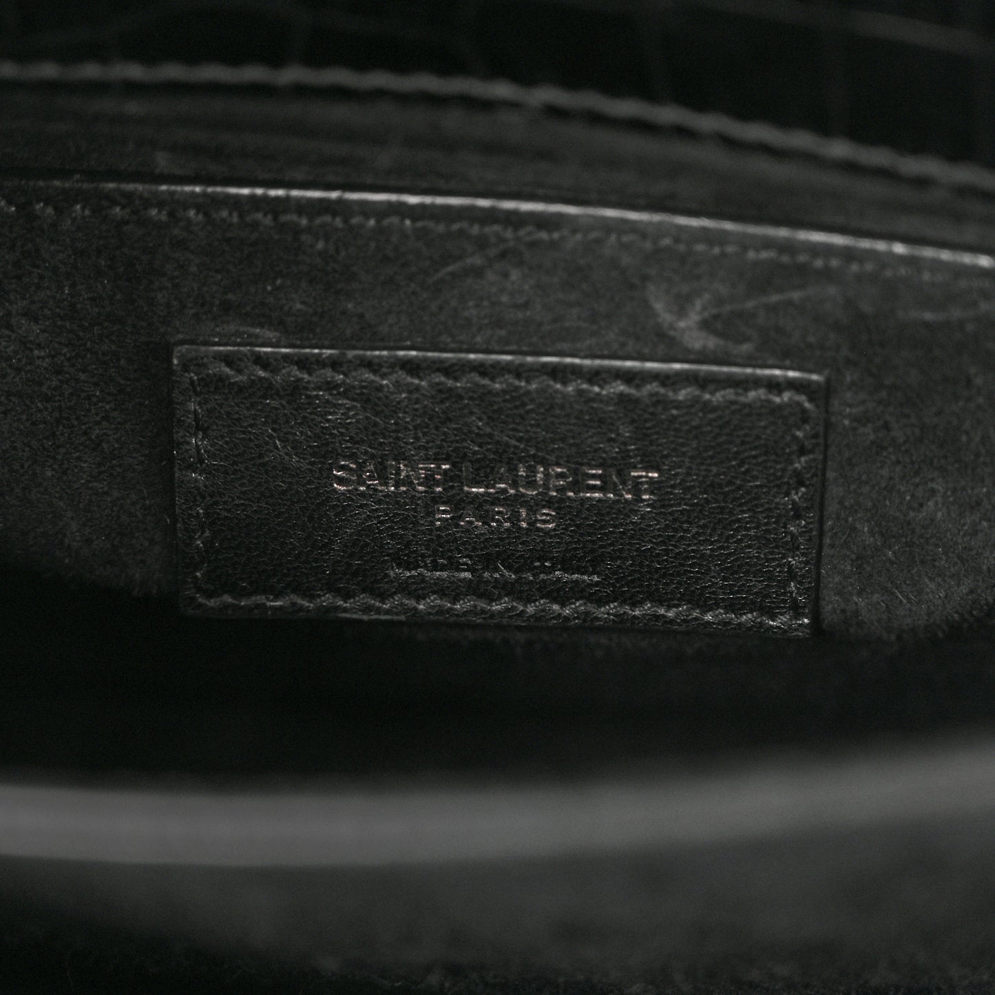 Calfskin Crocodile Embossed Medium Monochrome Monogram Sunset Black