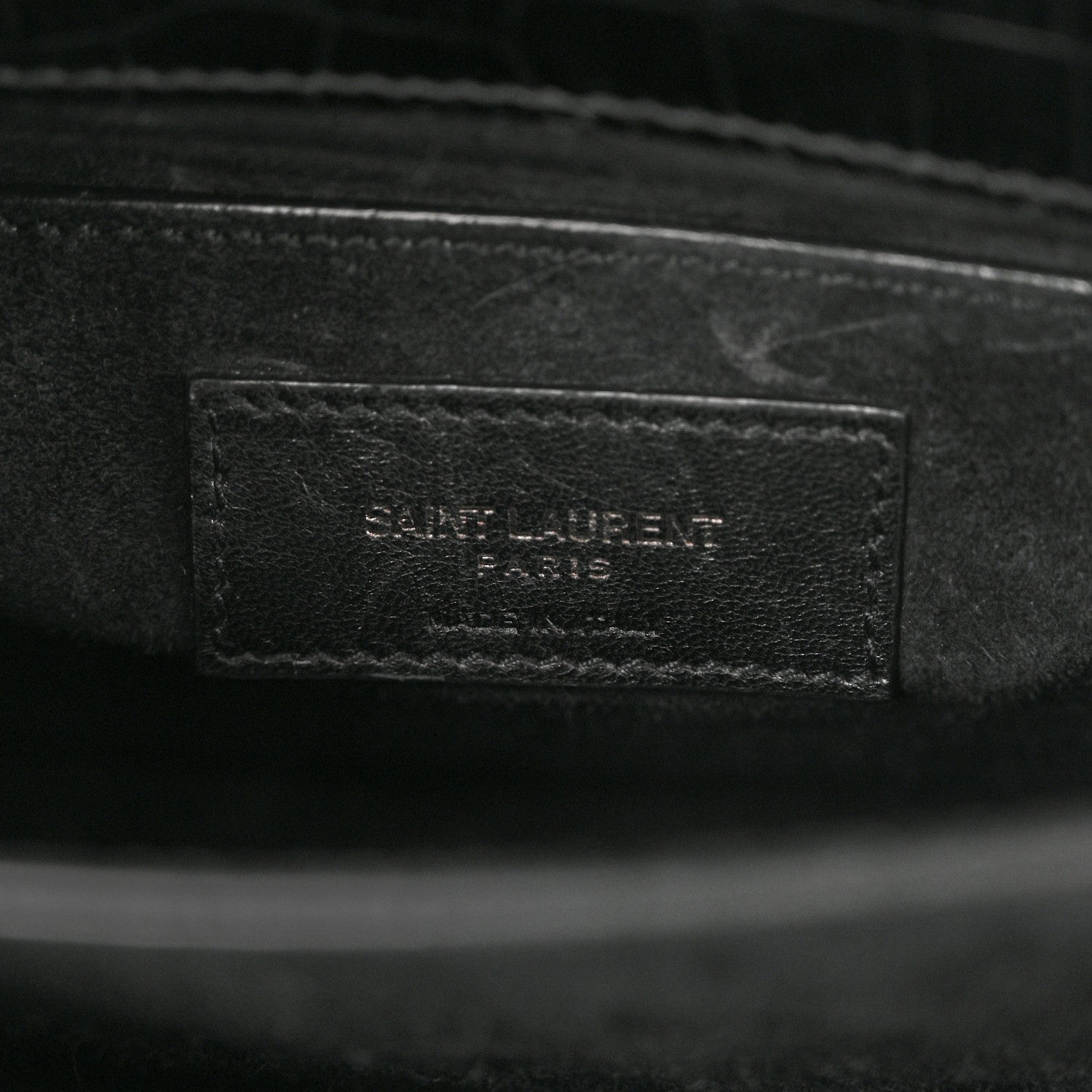 Saint Laurent Calfskin Crocodile Embossed Medium Monochrome Monogram Sunset Black 6 of 14
