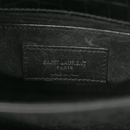 Saint Laurent Calfskin Crocodile Embossed Medium Monochrome Monogram Sunset Black 6 of 14
