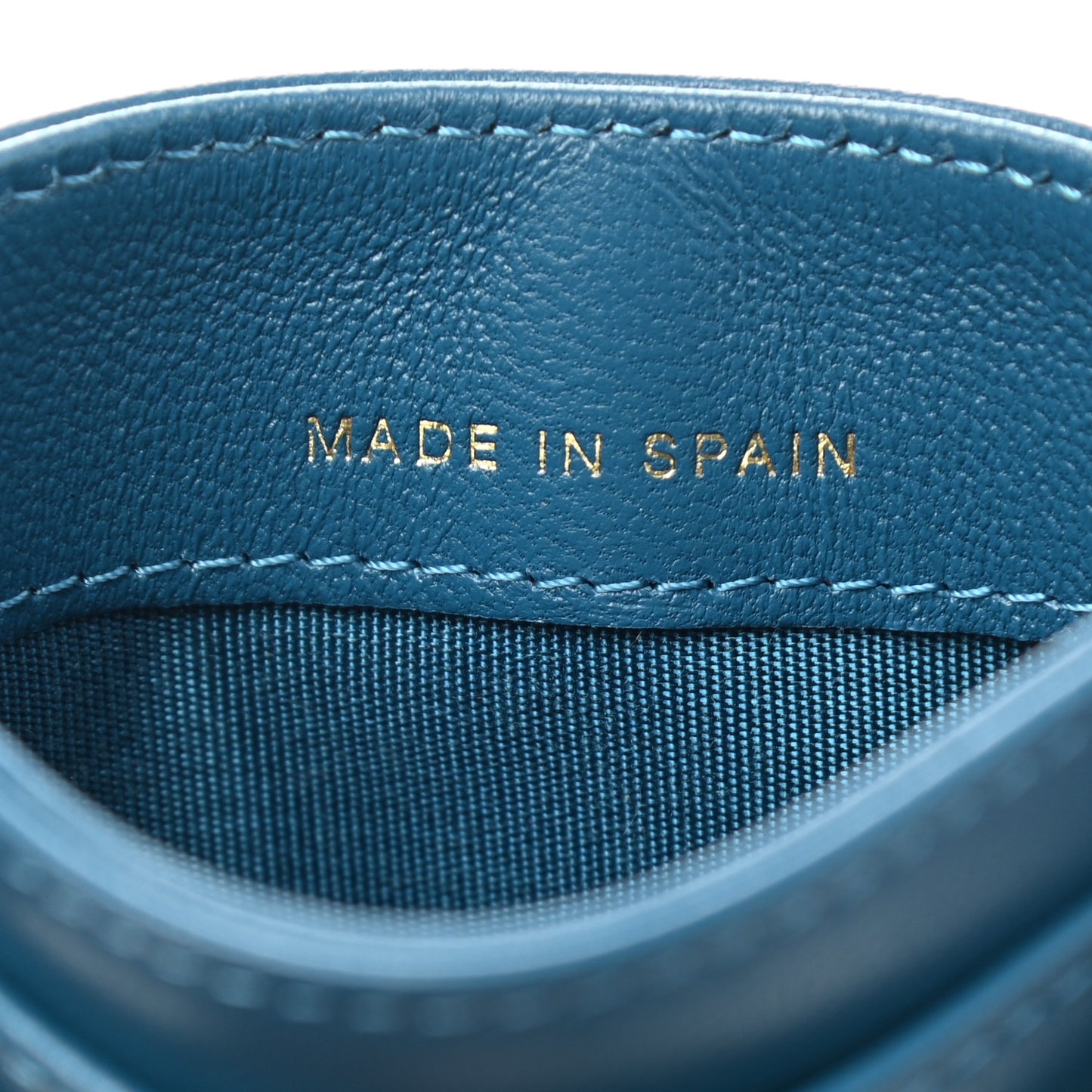 Lambskin Quilted Boy Card Holder Blue