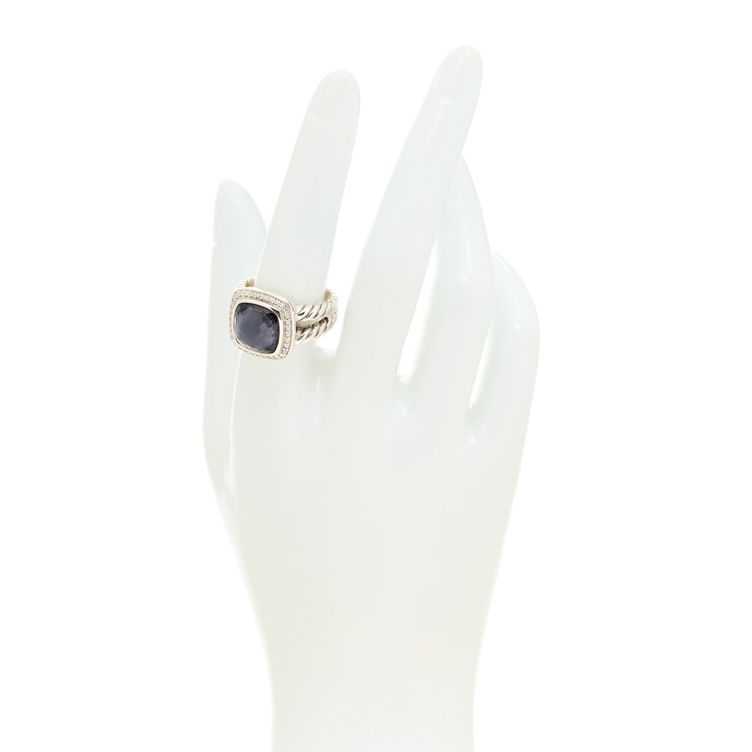 David Yurman Sterling Silver Diamond Black Orchid 11mm Albion Ring 57 8 2 of 5