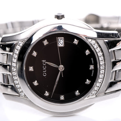 Gucci Stainless Steel Diamond Bezel 35mm 5500M Quartz Watch Black 5 of 8