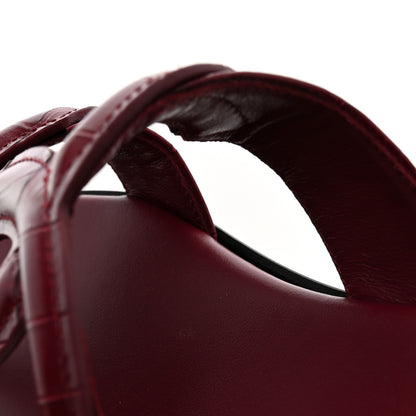 Chanel Crocodile Embossed Patent Calfskin CC Thong Sandals 40.5 Burgundy 10 of 11