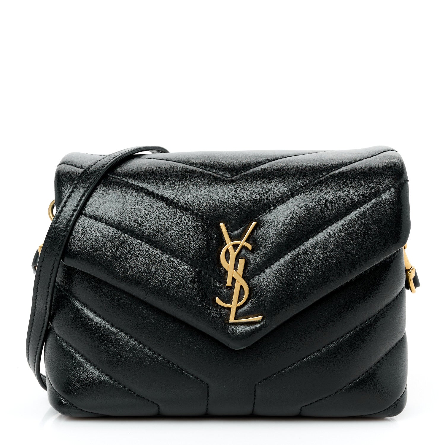 Saint Laurent Calfskin Y Quilted Monogram Toy Loulou Crossbody Bag Black 1 of 11