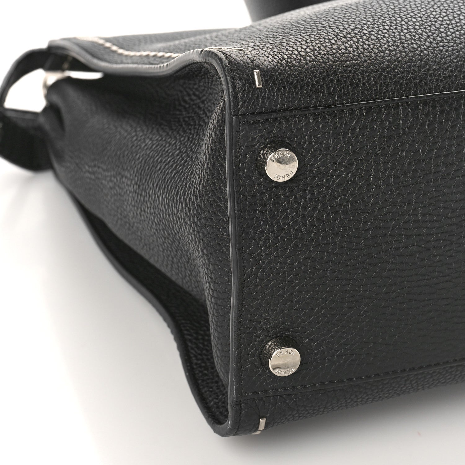 Fendi Cuoio Romano Selleria Metal Stitch Large Mens Peekaboo Iconic Essential Satchel Black 8 of 9