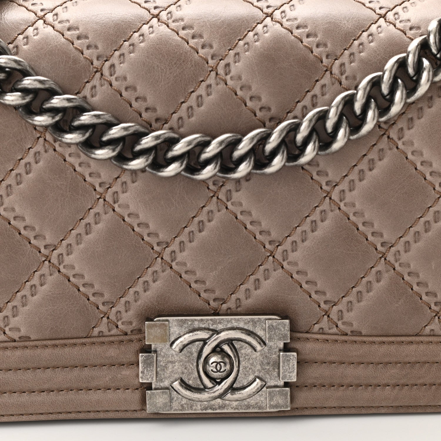 Chanel Calfskin Double Stitch Medium Boy Flap Brown 8 of 11