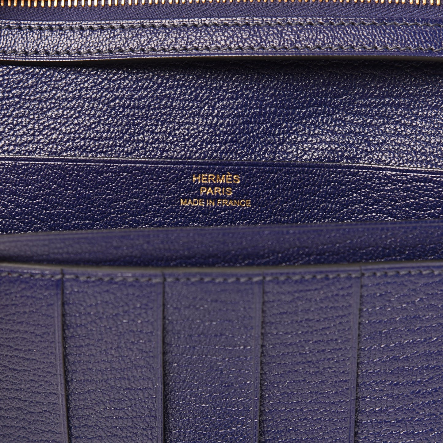 Chevre Mysore Bearn Gusset Wallet Bleu Encre
