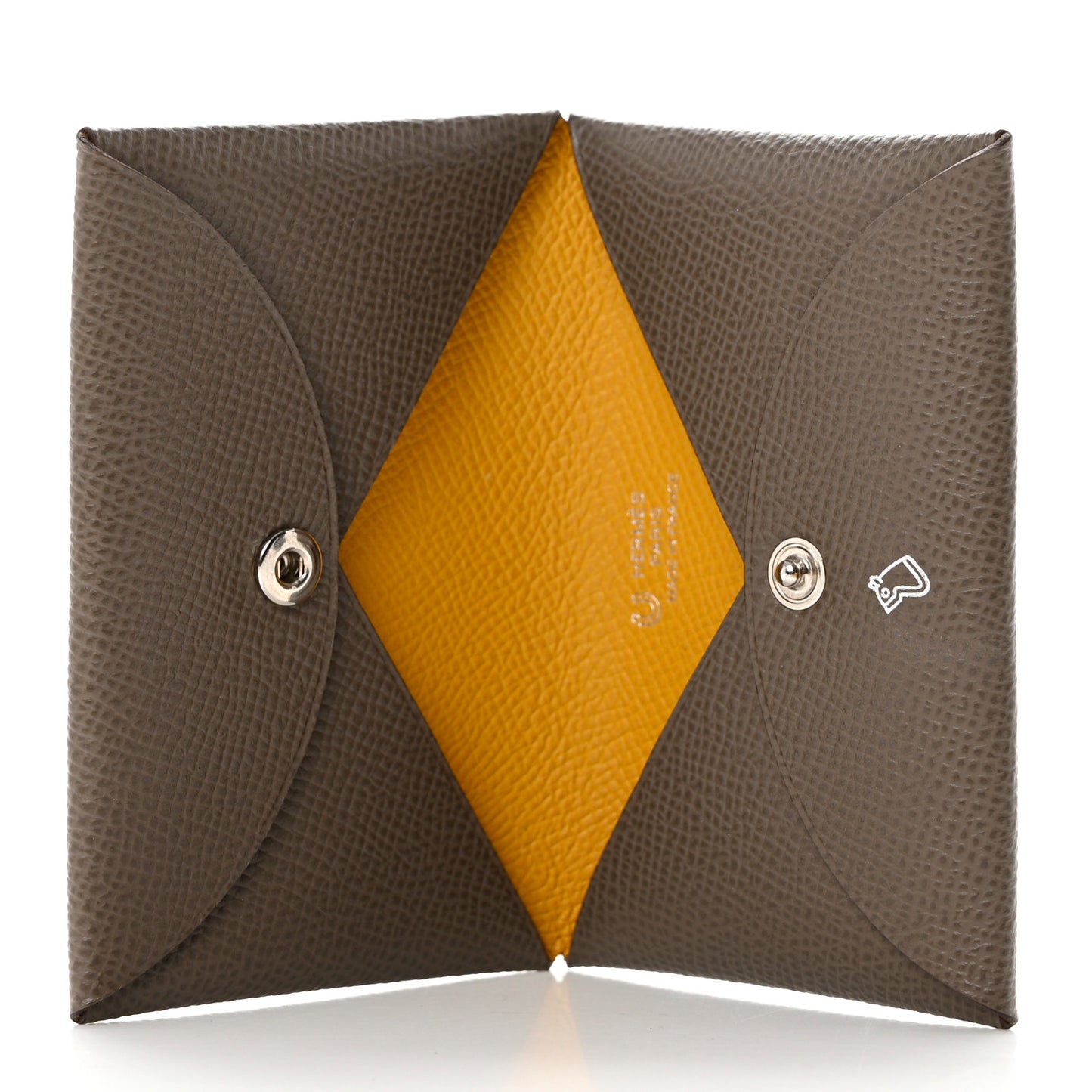 Epsom Horseshoe Calvi Card Case Etain Jaune Ambre