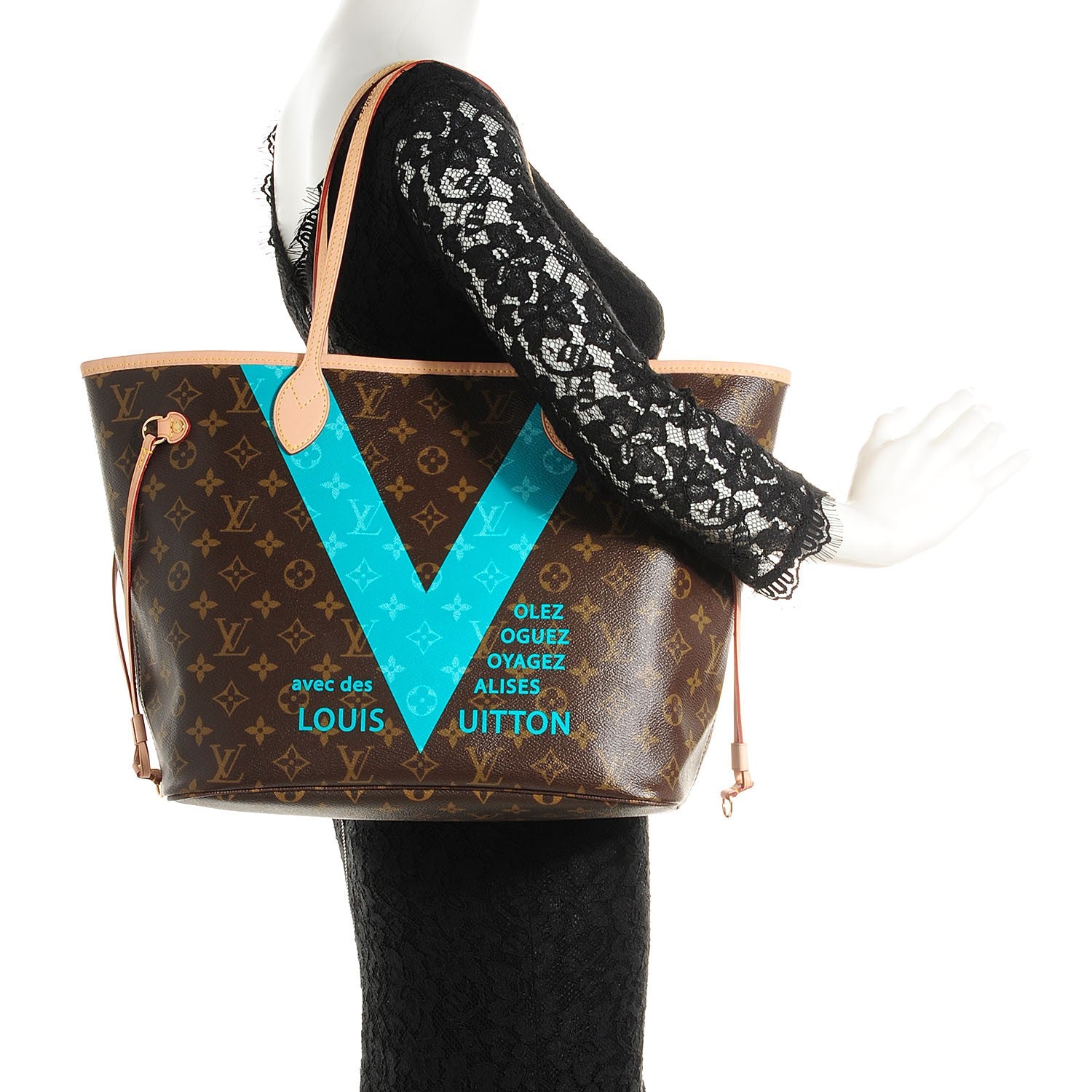 Louis Vuitton Monogram V Neverfull MM Turquoise 2 of 7