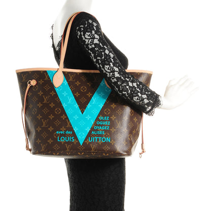 Louis Vuitton Monogram V Neverfull MM Turquoise 2 of 7