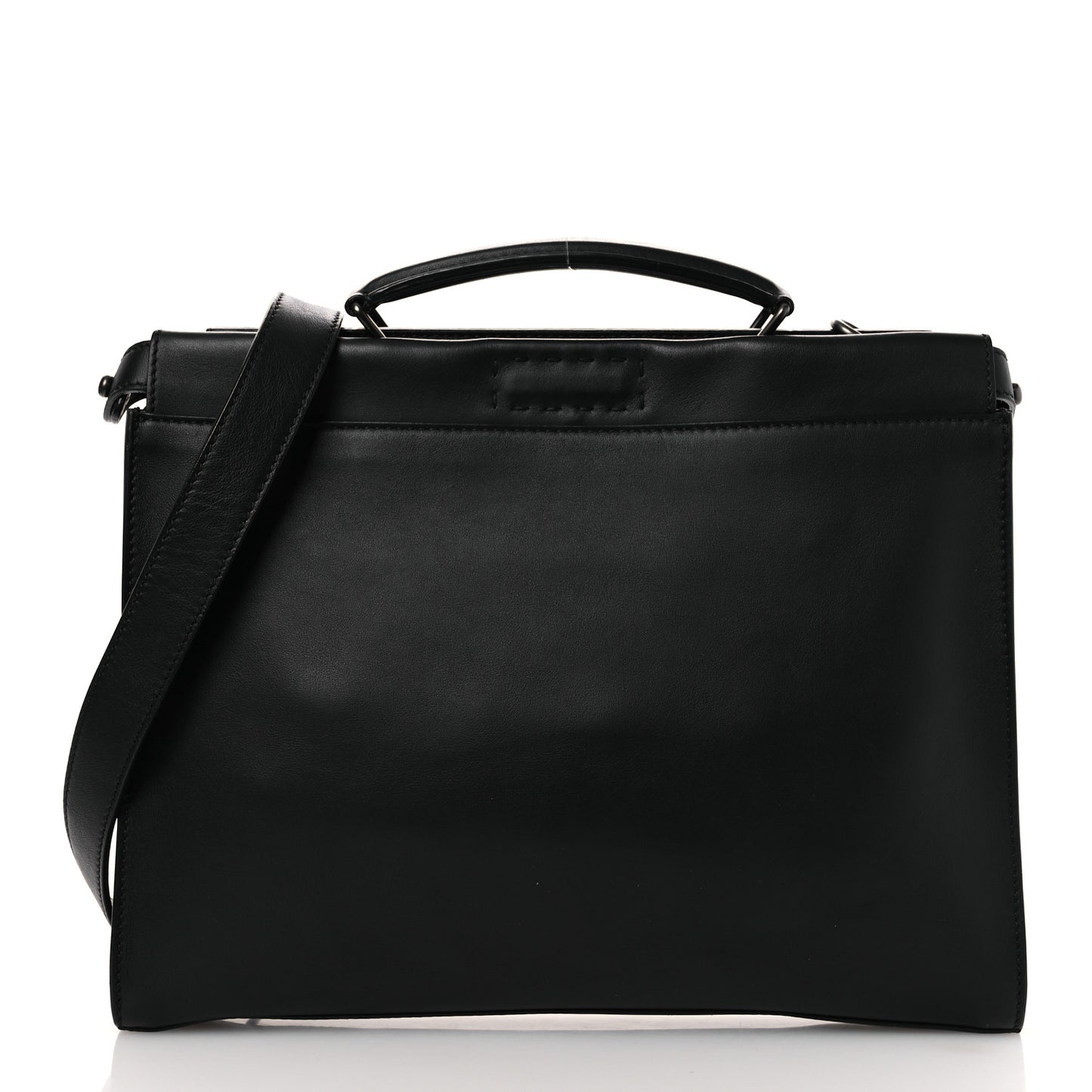 Vitello Grace FF 1974 Embossed Large Peekaboo Iconic Fit Satchel Black