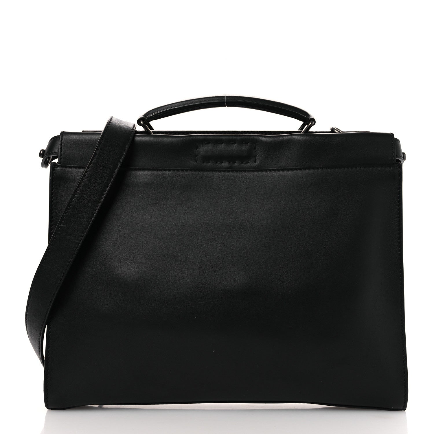 Fendi Vitello Grace FF 1974 Embossed Large Peekaboo Iconic Fit Satchel Black 1 of 12
