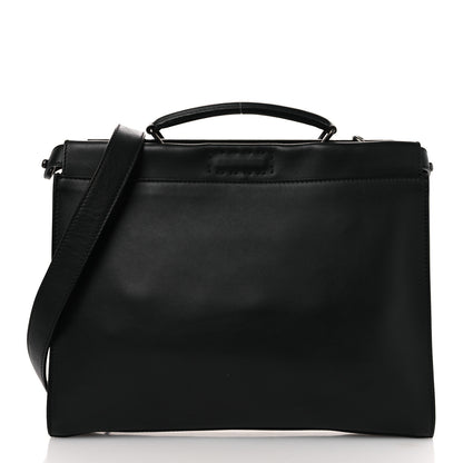 Fendi Vitello Grace FF 1974 Embossed Large Peekaboo Iconic Fit Satchel Black 1 of 12