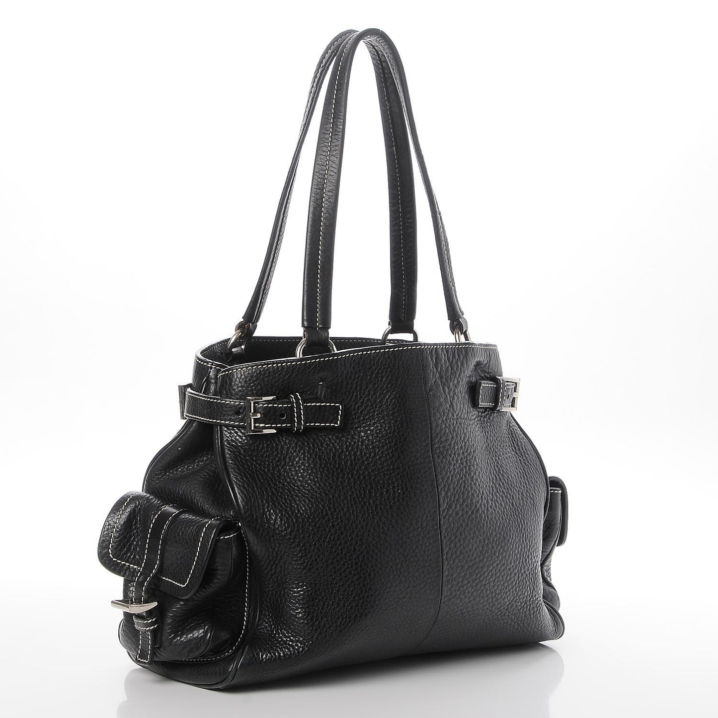 Vitello Daino Side Pocket Tote Black