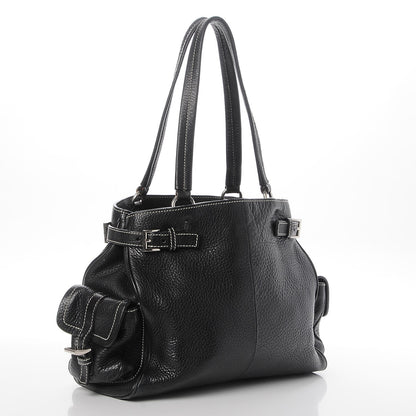 Prada Vitello Daino Side Pocket Tote Black 3 of 20