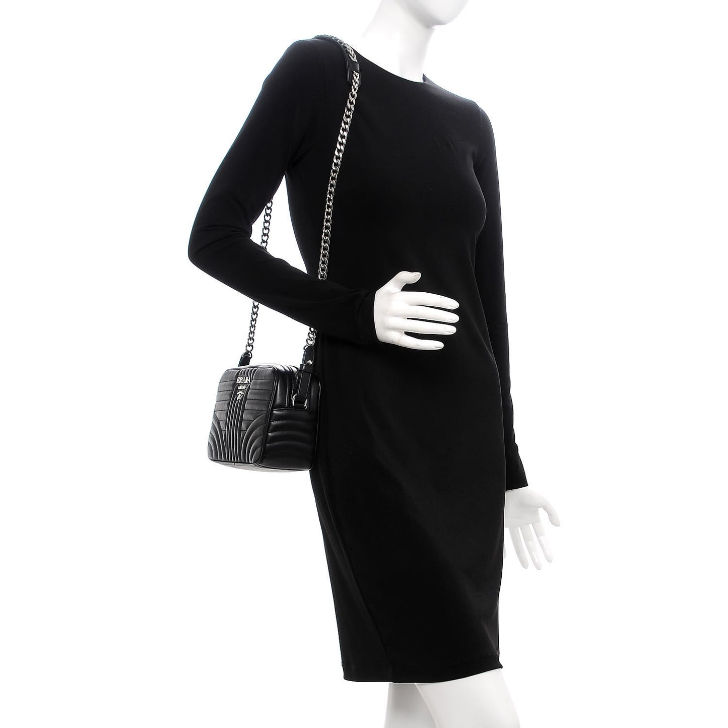 Soft Calfskin Diagramme Crossbody Bag Black