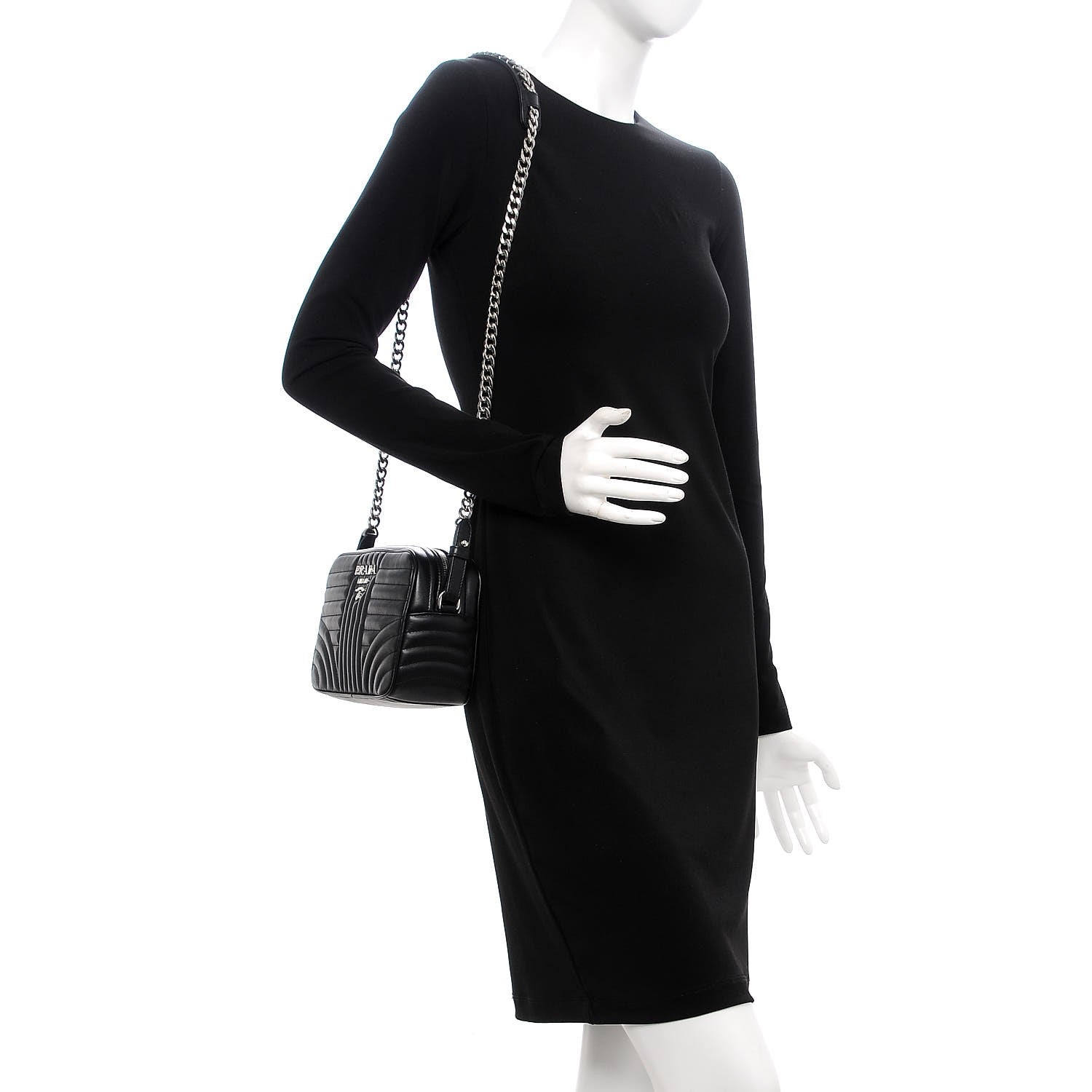 Prada Soft Calfskin Diagramme Crossbody Bag Black 2 of 7
