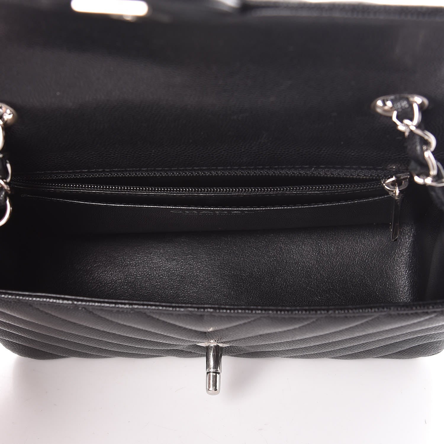 Chanel Caviar Chevron Quilted Mini Rectangular Flap Black 7 of 11