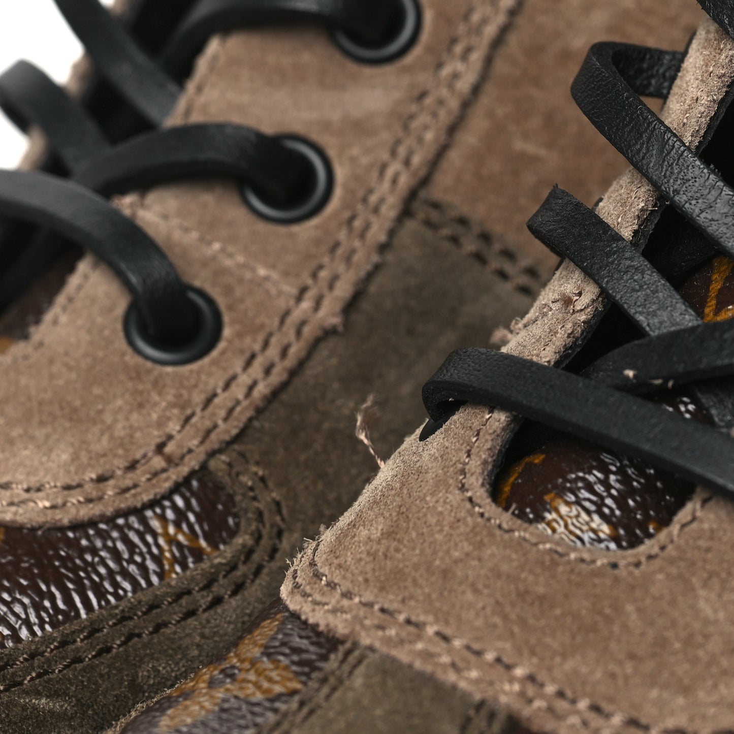 Suede Calfskin Monogram Laureate Platform Desert Boots 38 Taupe