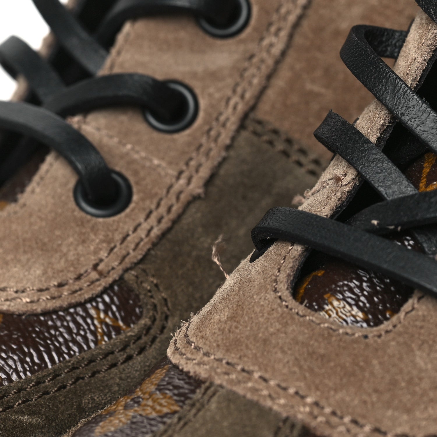 Louis Vuitton Suede Calfskin Monogram Laureate Platform Desert Boots 38 Taupe 6 of 9