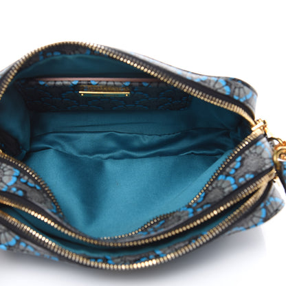 Miu Miu Goatskin Madras Dis Peacock Print Double Zip Crossbody Bag Asfalto 6 of 10