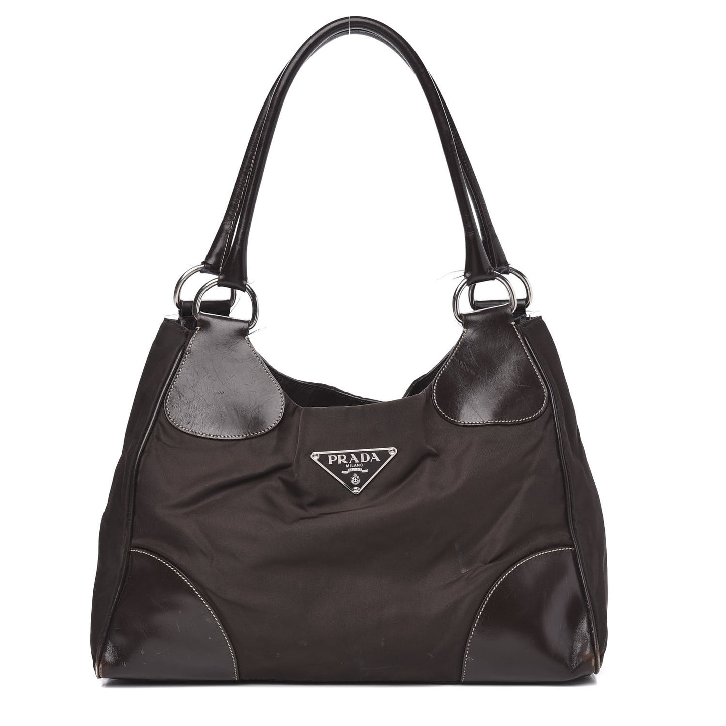 Tessuto Nylon Calfskin Hobo Moro