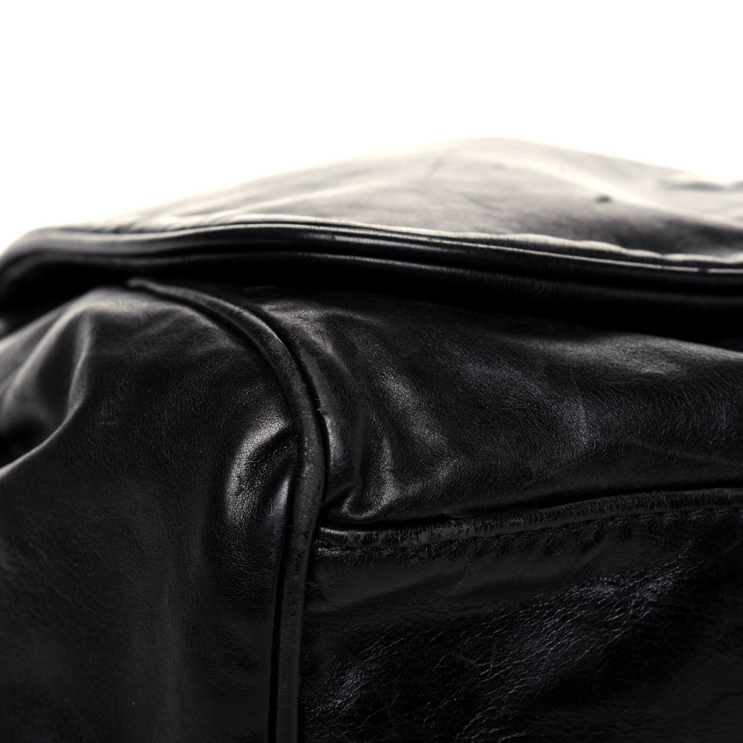 Calfskin Large Rock and Chain Flap Black