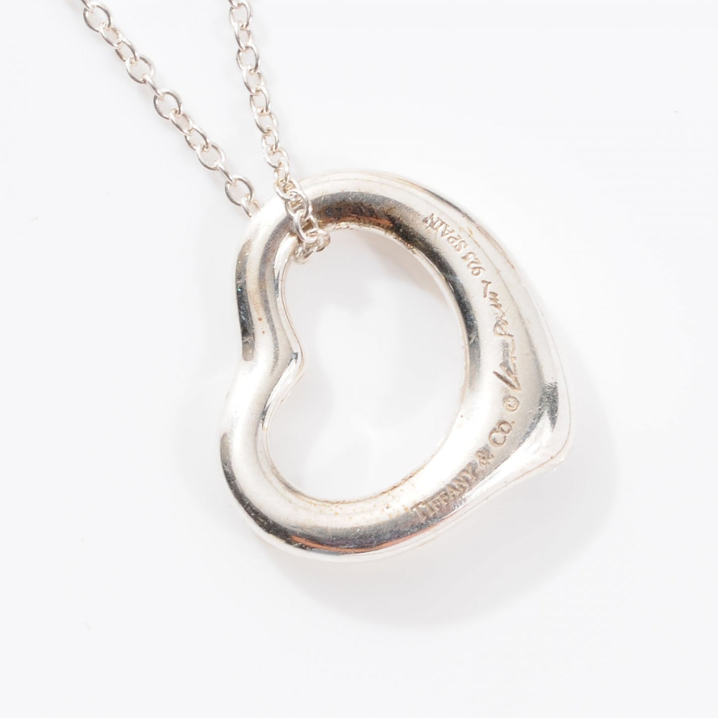 Sterling Silver 16mm Elsa Peretti Open Heart Pendant Necklace