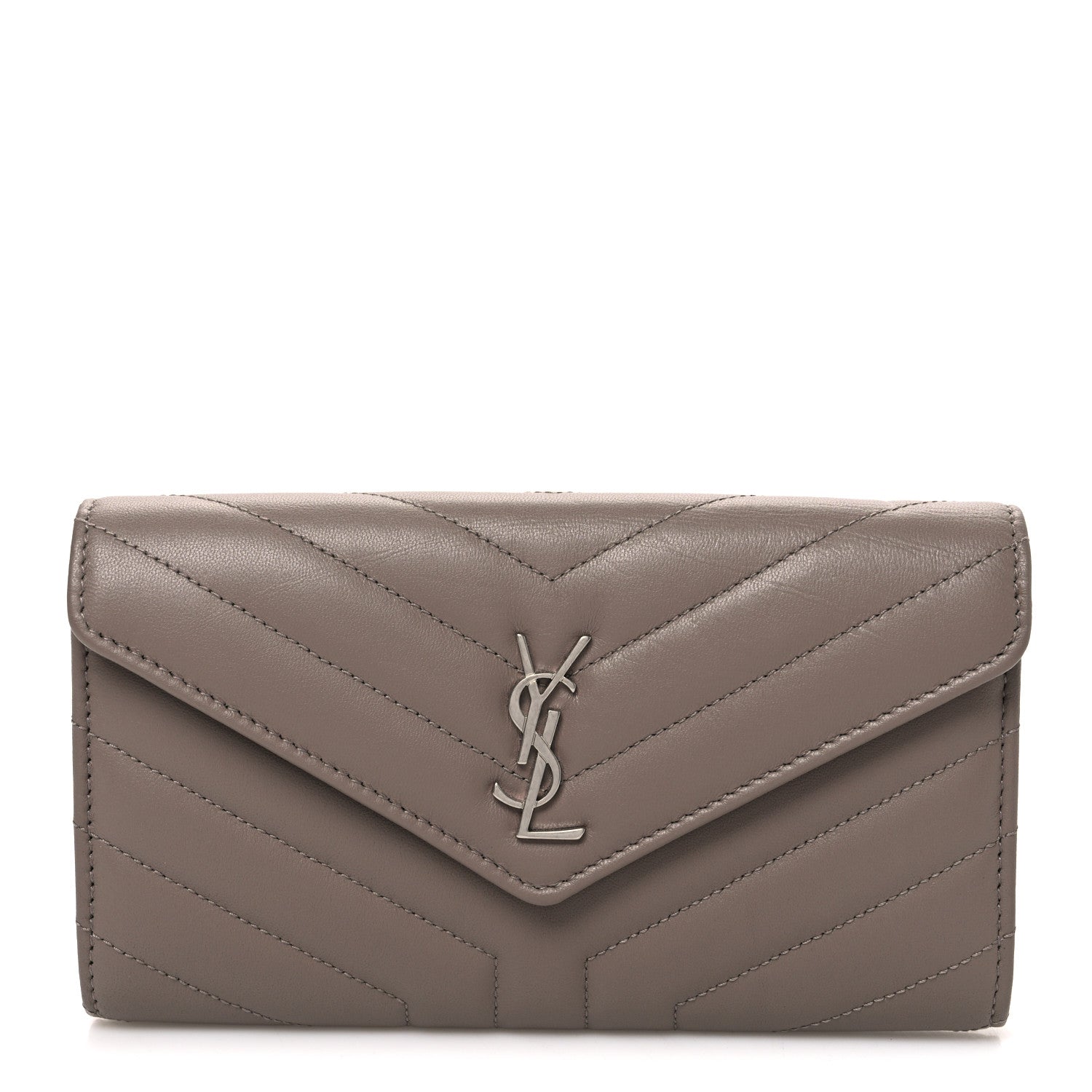 Saint Laurent Lambskin Y Quilted Monogram Large Loulou Flap Wallet Mink 1 of 7