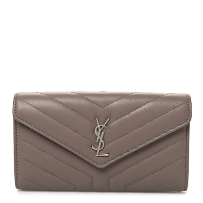 Saint Laurent Lambskin Y Quilted Monogram Large Loulou Flap Wallet Mink 1 of 7
