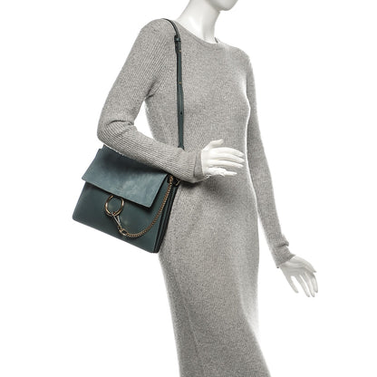 Chloe Suede Calfskin Medium Faye Shoulder Bag Cloudy Blue 2 of 6
