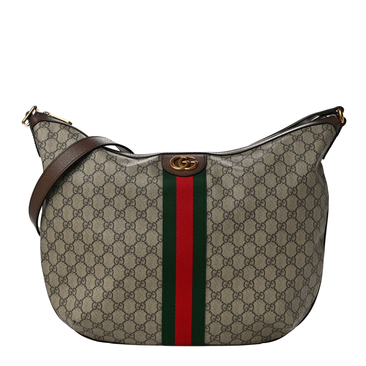 Gucci GG Supreme Monogram Web Ophidia Half Moon Hobo Brown 1 of 13