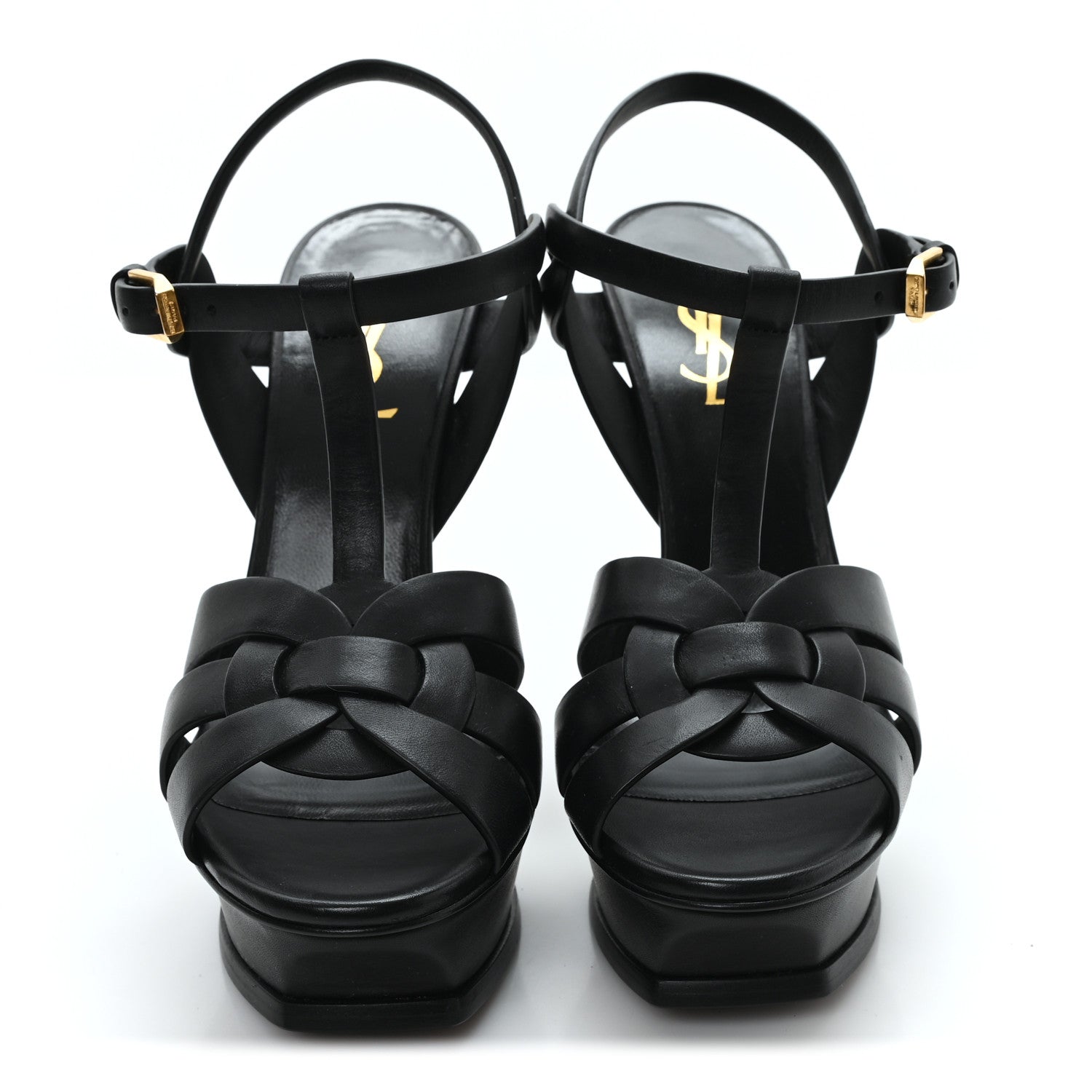 Saint Laurent Calfskin Tribute 105 Platform Sandals 38 Black 3 of 10