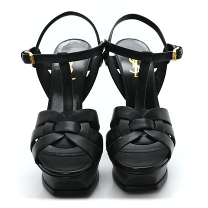 Saint Laurent Calfskin Tribute 105 Platform Sandals 38 Black 3 of 10