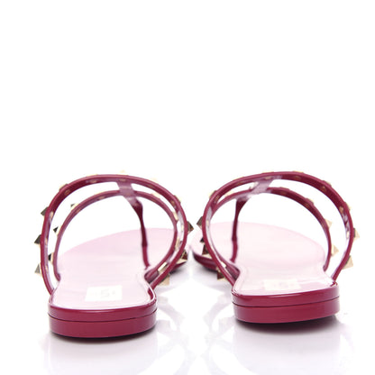 Valentino Garavani PVC Jelly Rockstud Caged Flat Thong Sandals 41 Raspberry 7 of 10