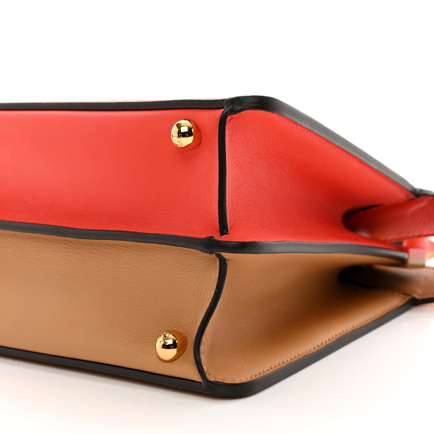 Vitello Seta Nappa Plexiglass Bi-Color Small Peekaboo I SEE U Satchel Miele Scuro Tulipano