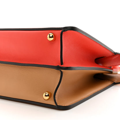 Fendi Vitello Seta Nappa Plexiglass Bi-Color Small Peekaboo I SEE U Satchel Miele Scuro Tulipano 11 of 11