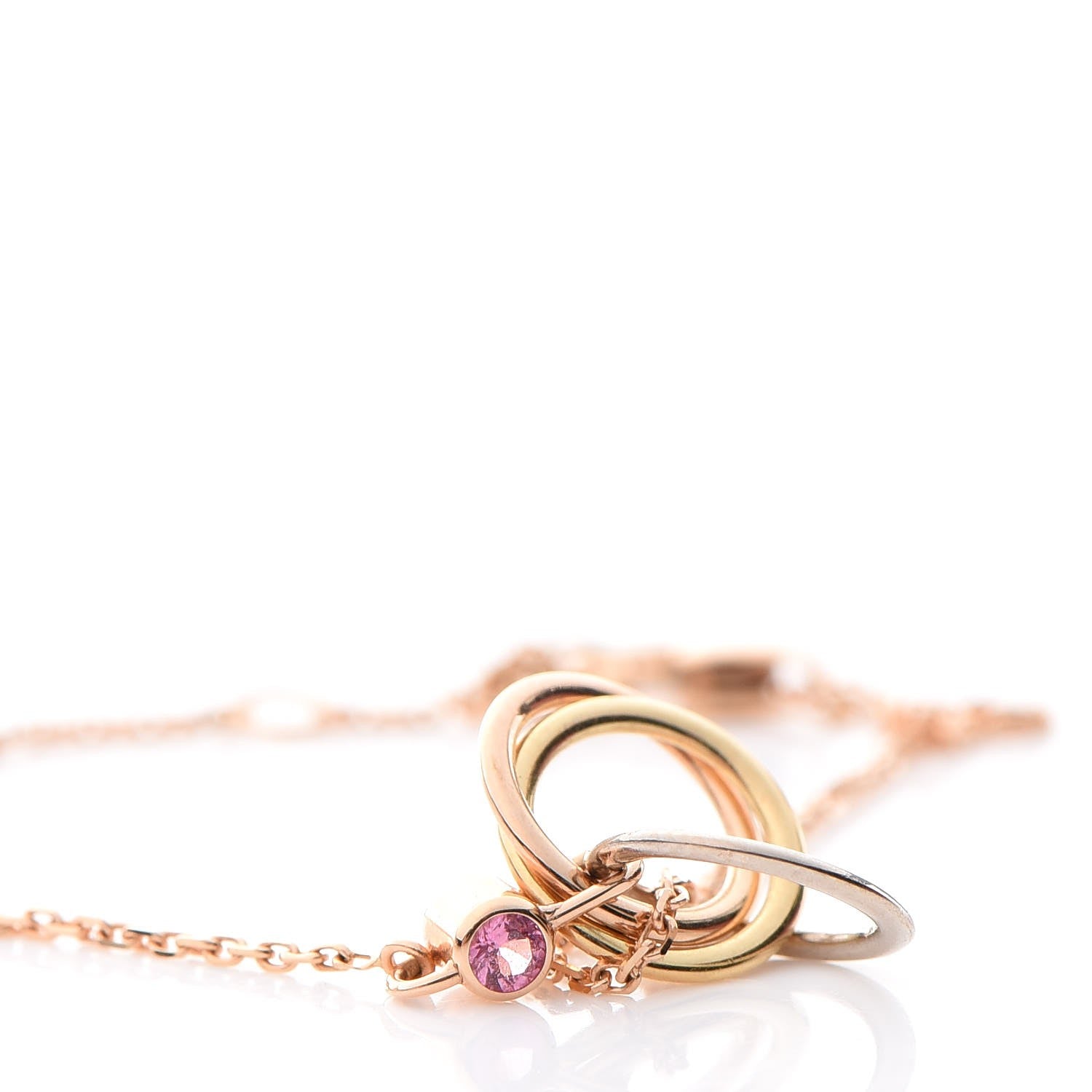 Cartier 18K Pink Yellow White Gold Pink Sapphire Trinity Bracelet 7 of 8