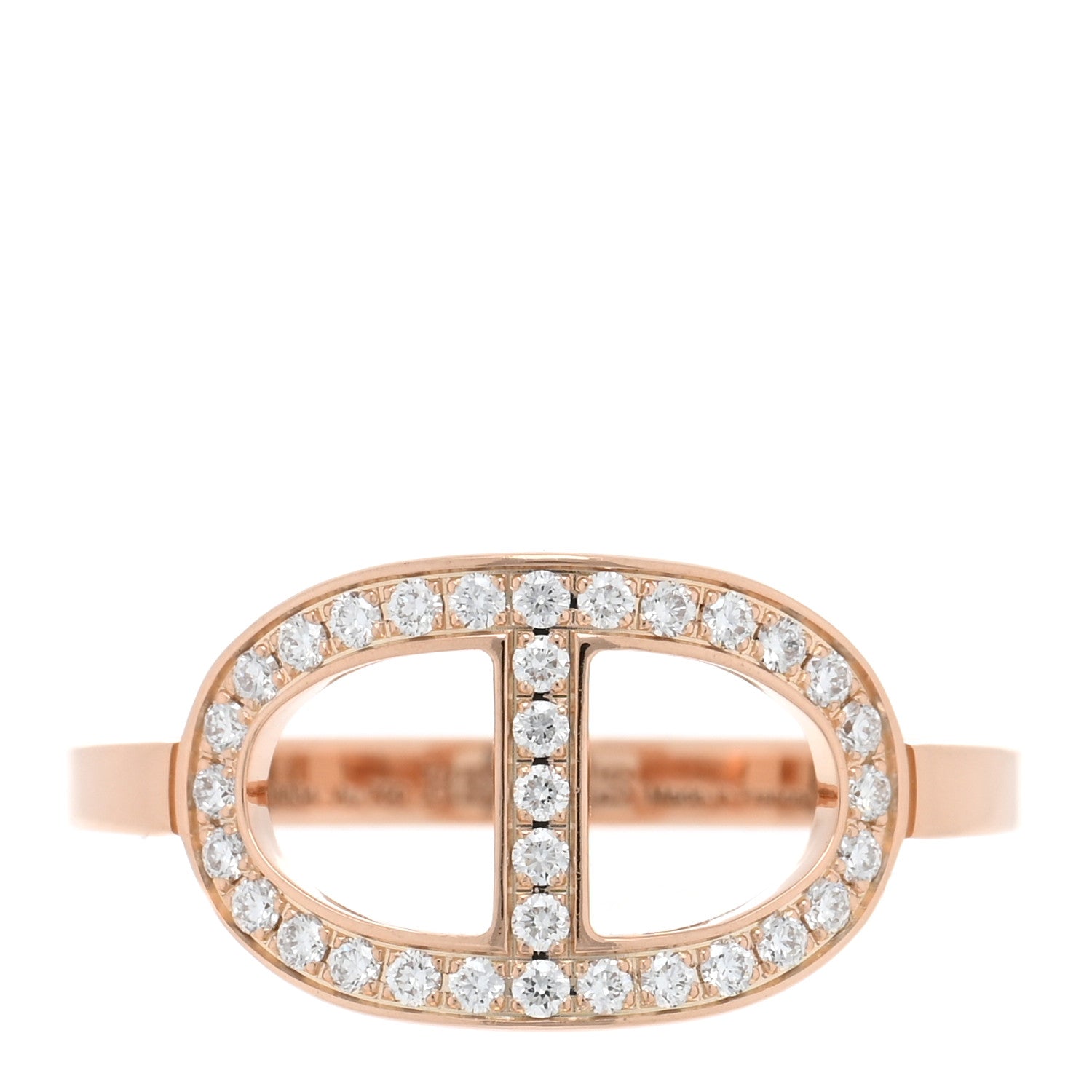Hermes 18K Rose Gold Diamond MM Chaine d'Ancre Contour Ring 54 7 1 of 5