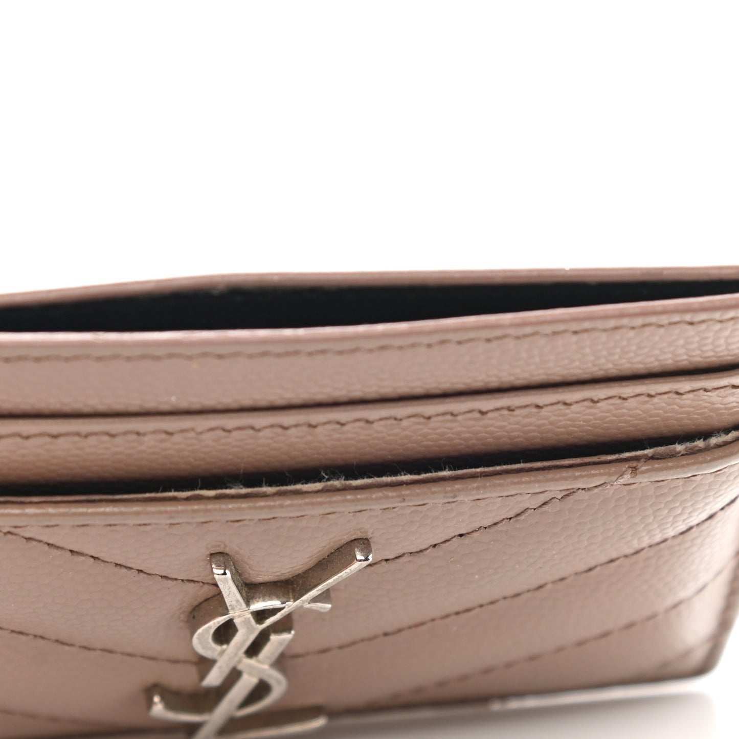 Grain De Poudre Matelasse Chevron Monogram Credit Card Case Fard