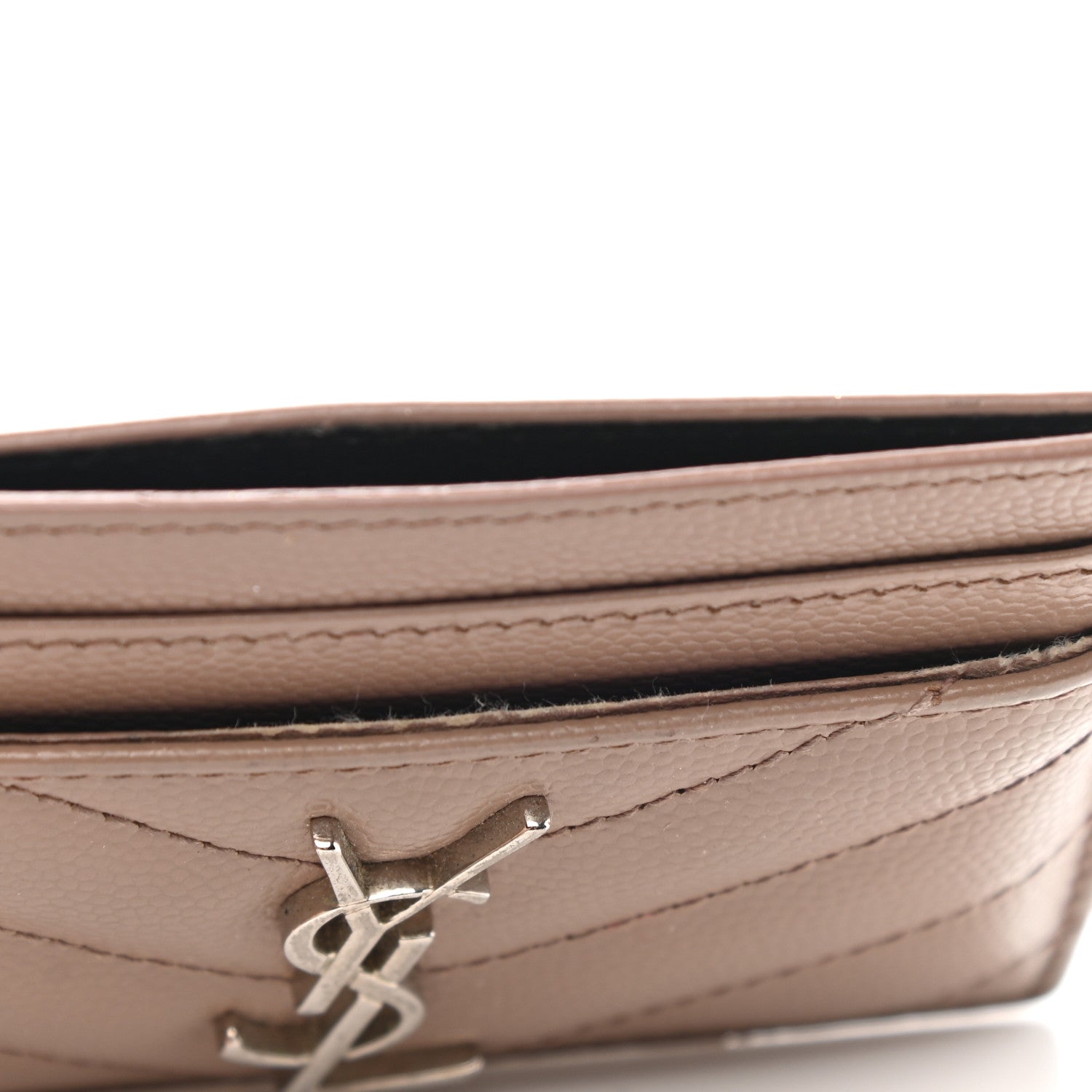 Saint Laurent Grain De Poudre Matelasse Chevron Monogram Credit Card Case Fard 9 of 12