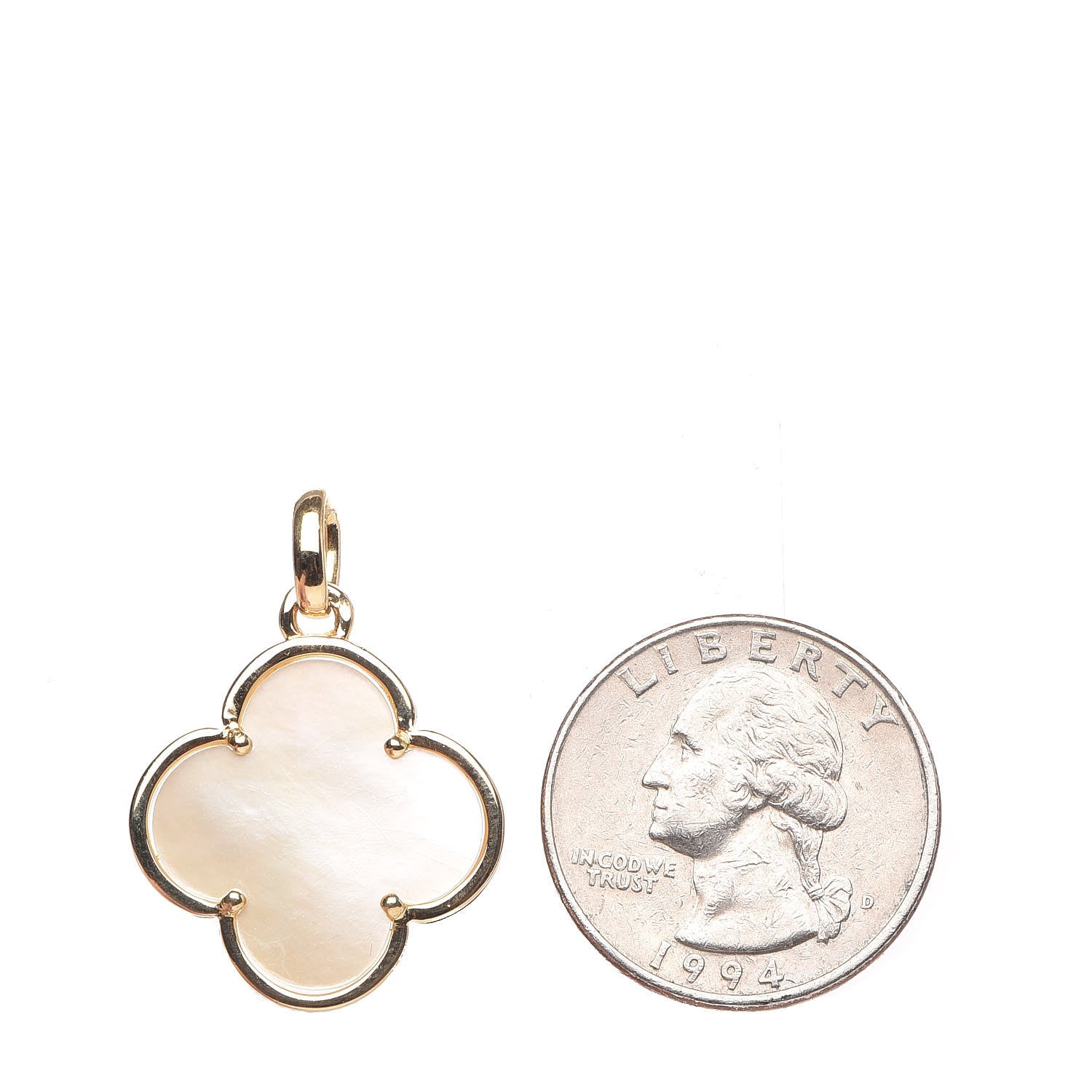 Van Cleef & Arpels 18K Yellow Gold Mother of Pearl Magic Alhambra Pendant 2 of 4
