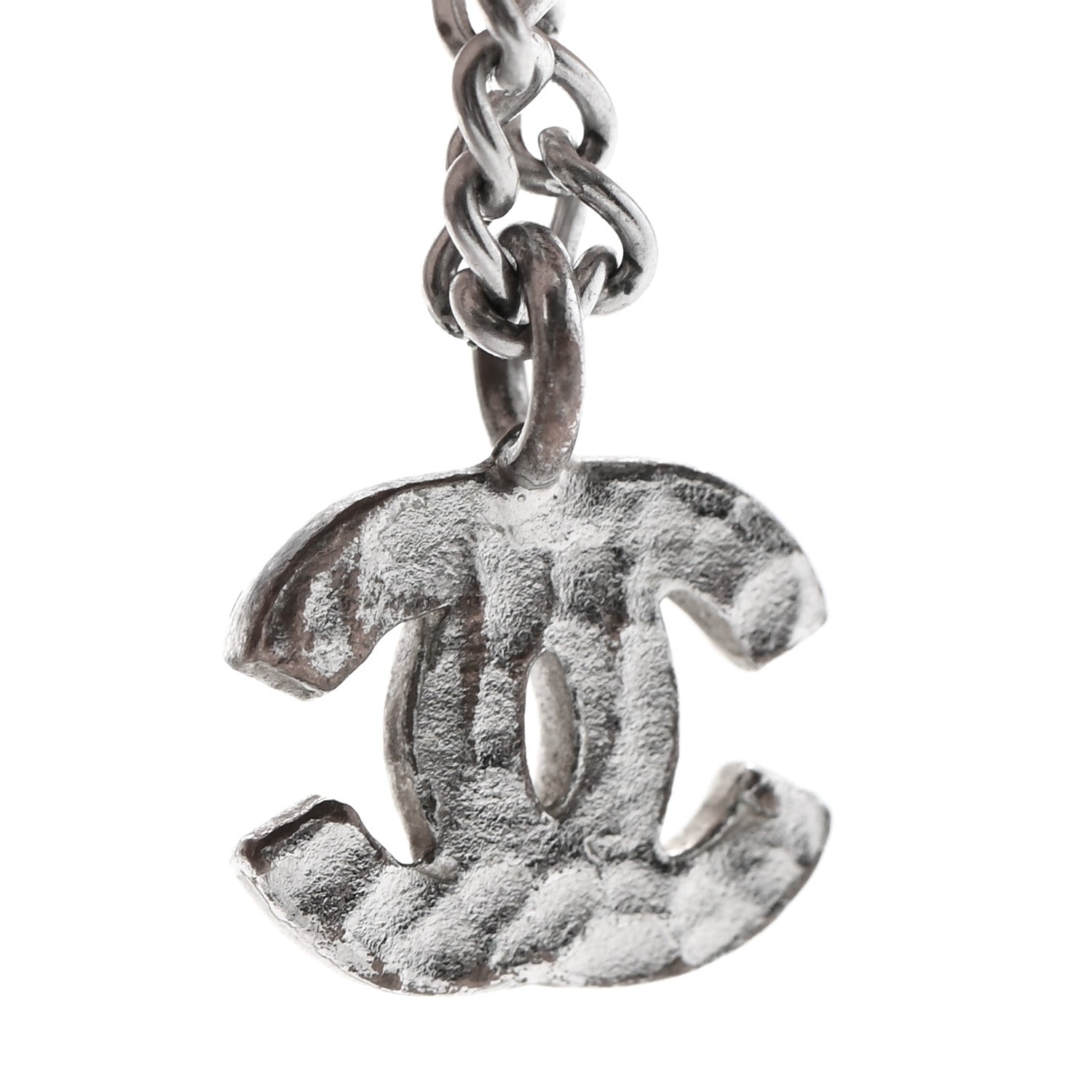 Chanel Crystal Mini Heart CC Necklace Silver 6 of 6