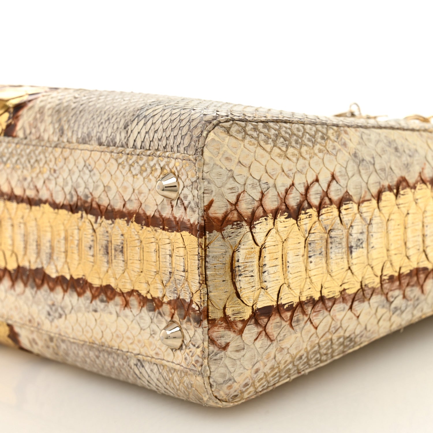 Christian Dior Metallic Snakeskin Large Lady Dior Beige Gold 10 of 13