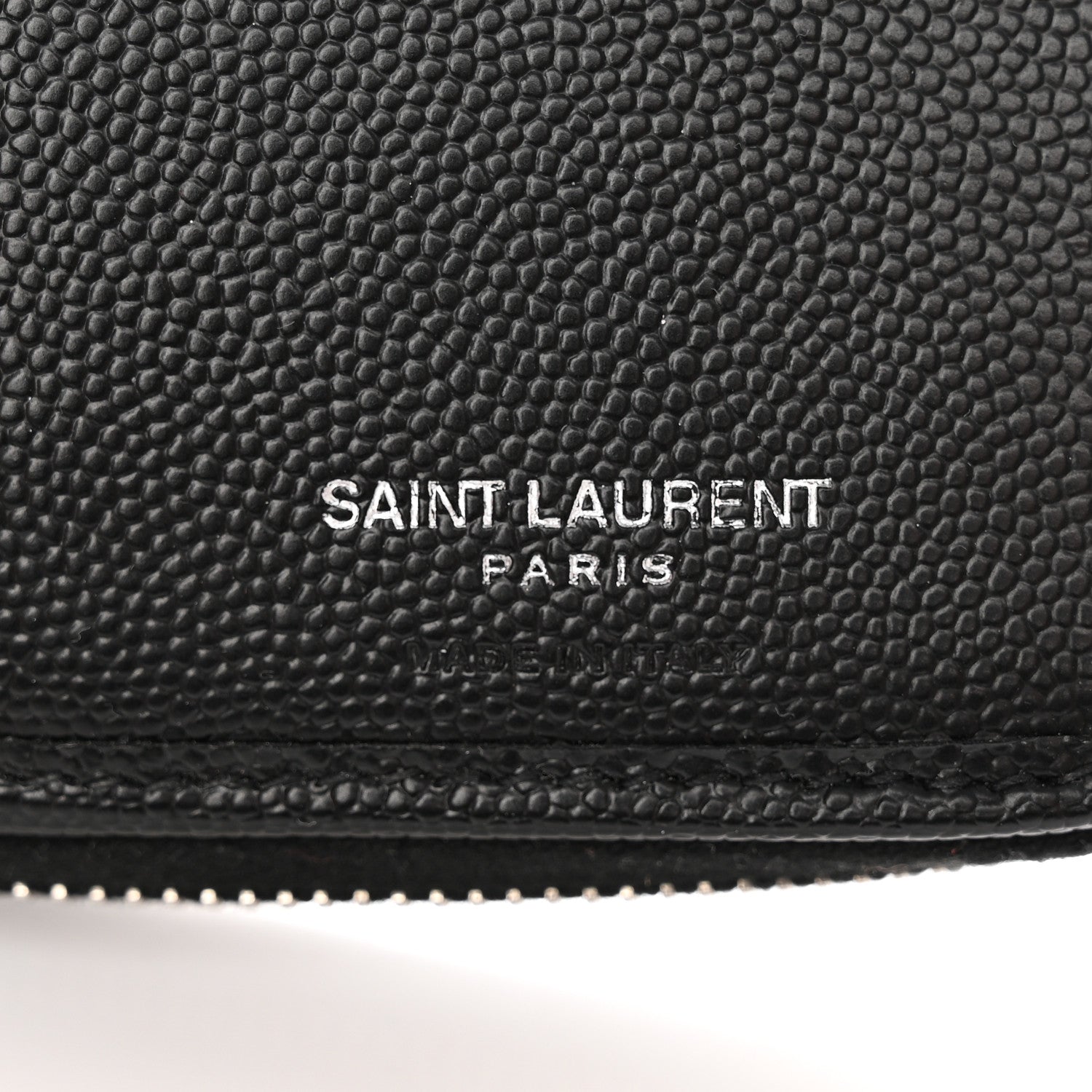 Saint Laurent Grain De Poudre Matelasse Chevron Monogram Compact Zip Around Wallet Black 6 of 11