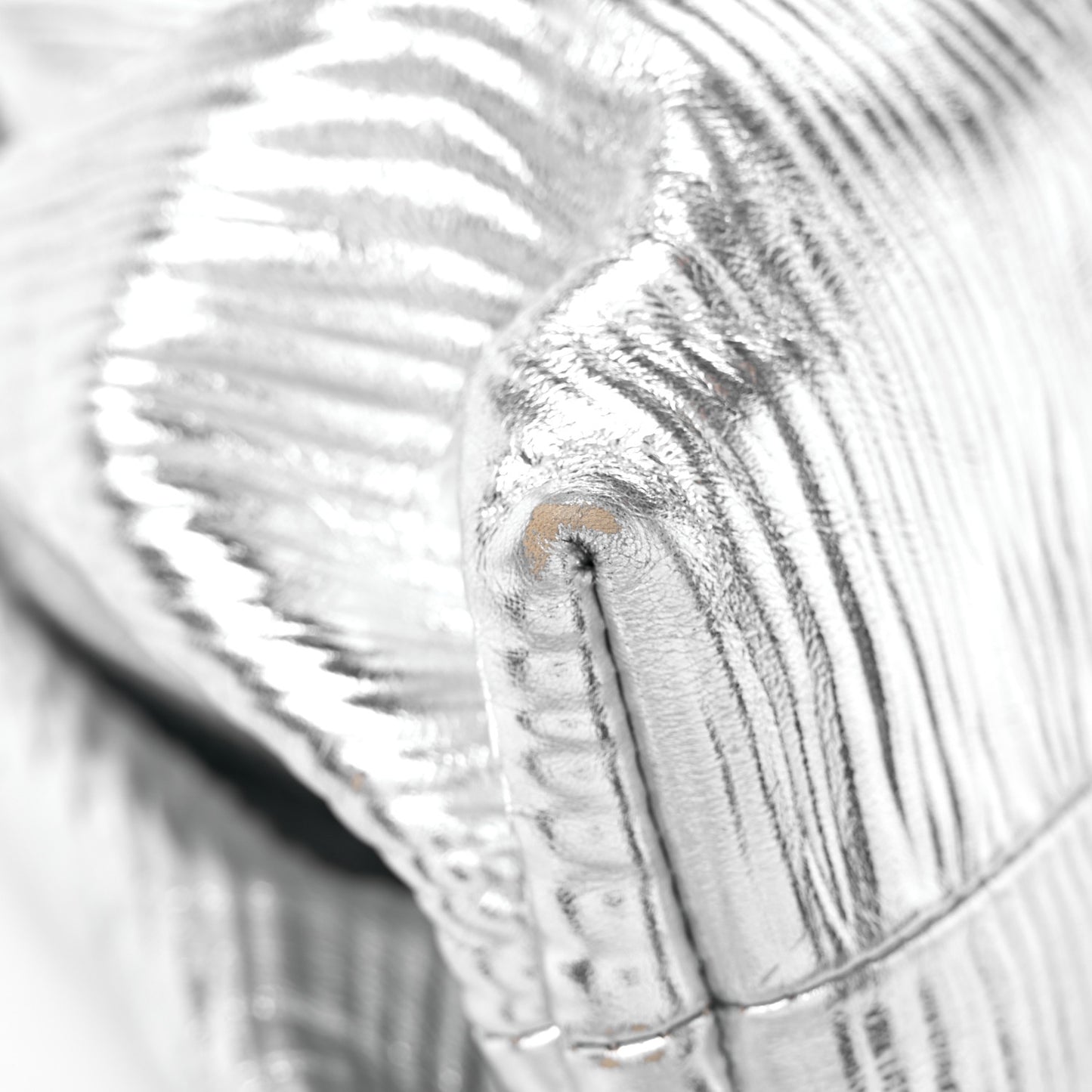 Metallic Bark Calfskin Embossed The Pouch Oversized Clutch Silver