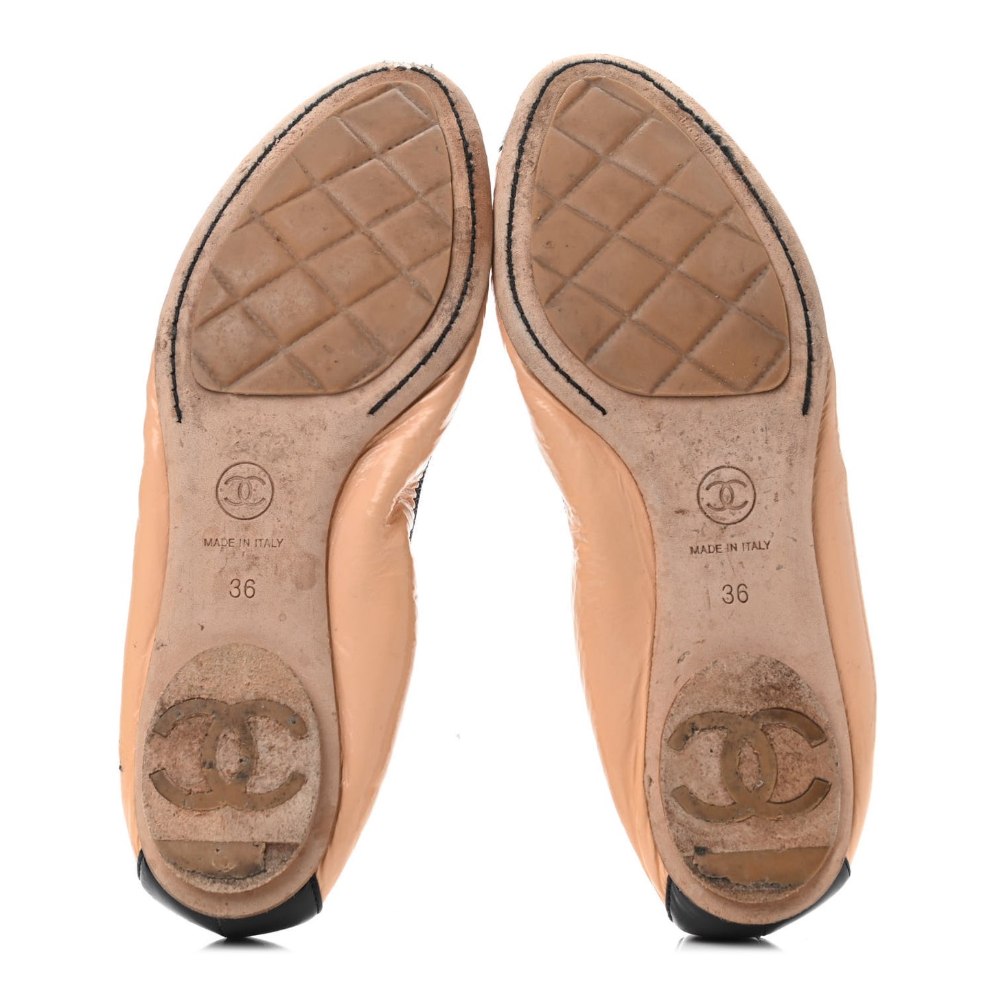 Lambskin CC Elastic Cap Toe Ballerina 36 Flats Light Pink