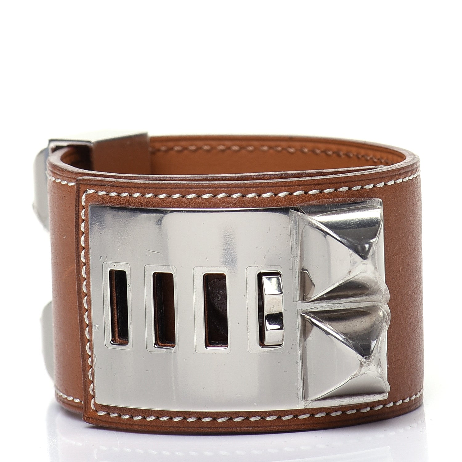 Hermes Barenia Collier De Chien CDC Bracelet L Fauve 3 of 5