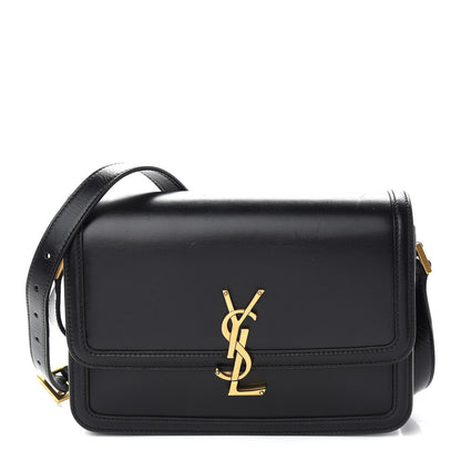 Saint Laurent Box Calfskin Monogram Medium Solferino Satchel Black 1 of 9